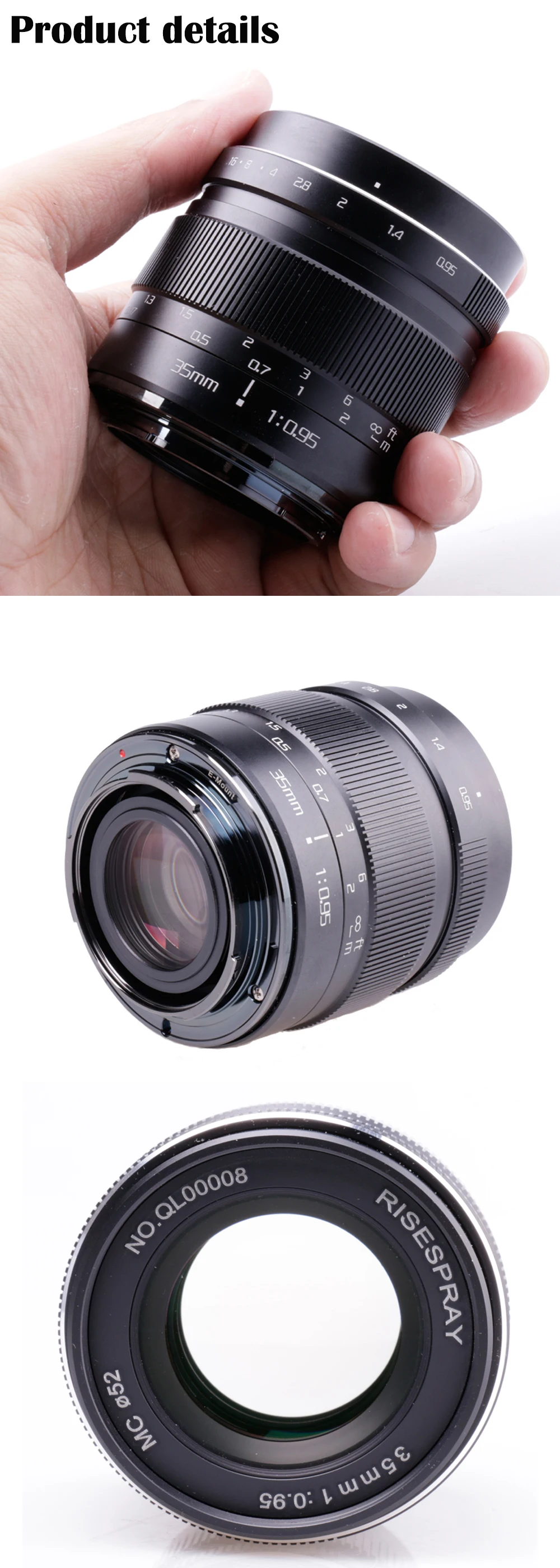 Sony E-Mount RISESPRAY 35mm f//0.95 Large Aperture Mark III Standard Lens for Mirrorless Camera