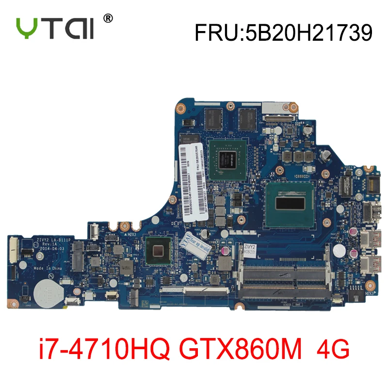 ZIVY2 LA-B111P Y50-70 материнская плата для Lenovo Y50-70 материнская плата для ноутбука i7-4710 Процессор GTX860M 4G оригинальный Тесты Материнская плата