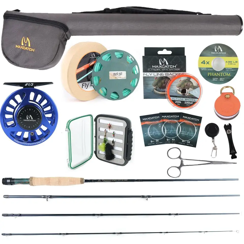 Nymph Rod Combo Maxcatch производительность Нимфа Fly комплект тяг 2/3/4wt полный рыболовные снасти 10FT Средний Быстрый Fly катушка спиннинга линии мух - Цвет: Nymph Rod Combo