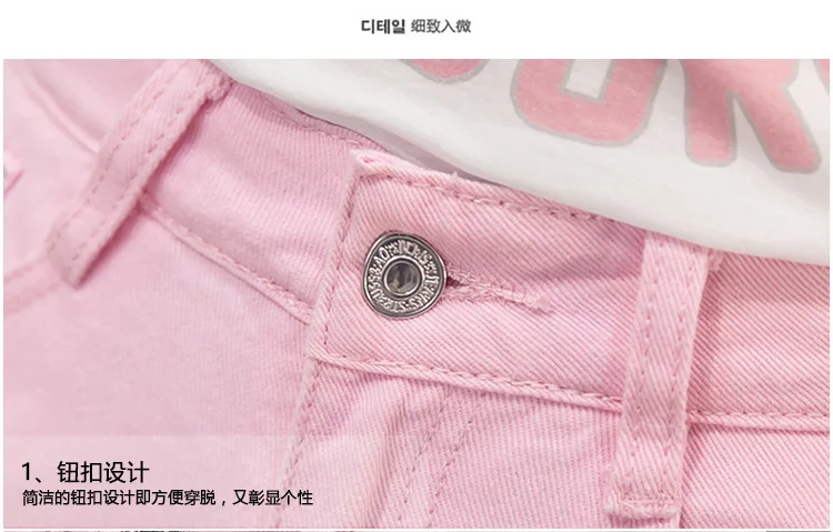 Denim Shorts Women's Summer Students White Hole Burrs Korean-style Loose And Plus-sized High-waisted Wide-Leg Shorts