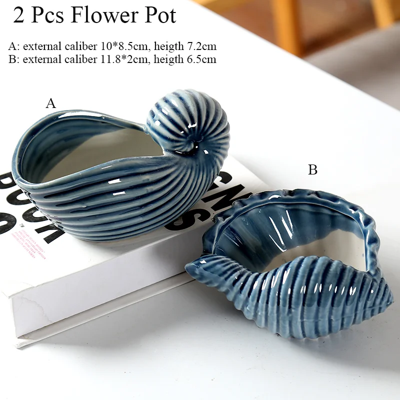 

Flower Pot Succulent Cactus Pot Plant Garden Ceramic Planter Sea Series Pots Outdoor Garden Home Decor windowsill