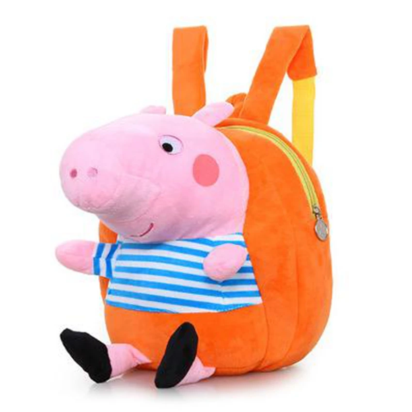 24 см Свинка Пеппа Плюшевые игрушки Kawaii Peppa Джордж Рюкзак Школьные сумки мультфильм Мягкие плюшевые куклы для детей подарок на день рождения - Цвет: 3