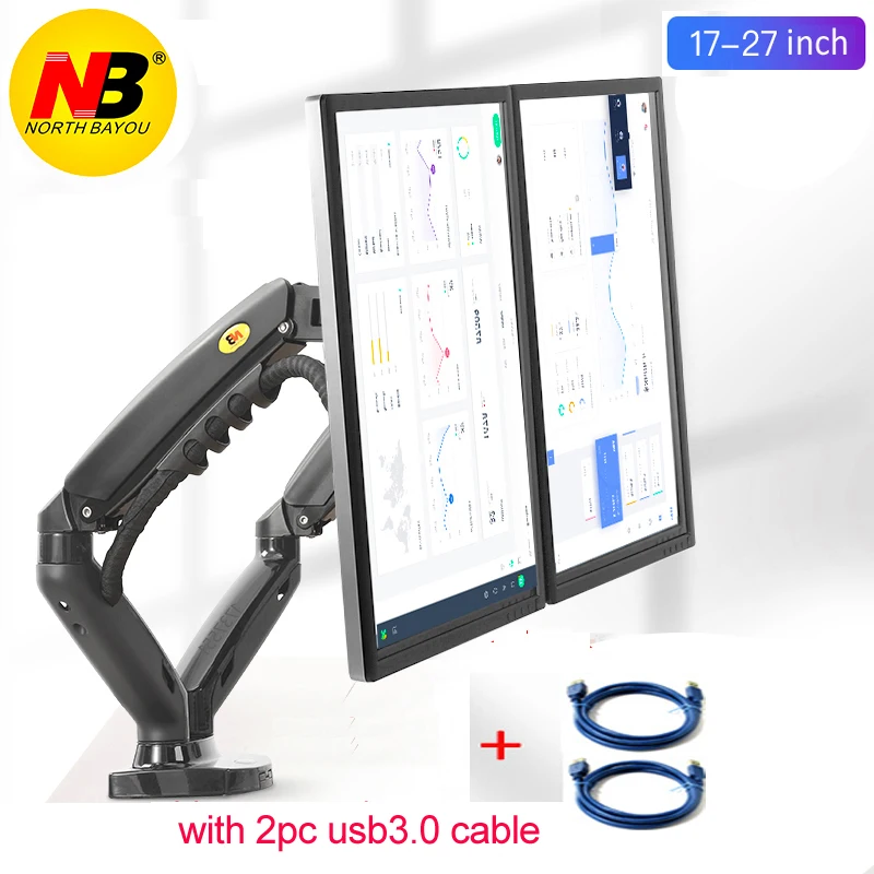 Новый F160 газовая пружина 10 &quot-27&quot двойной монитор держатель Arm Настольный 360