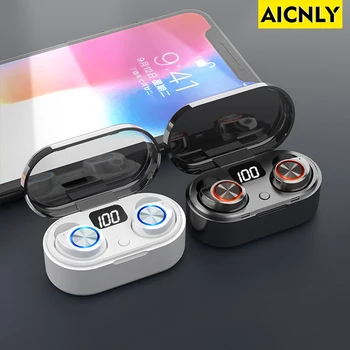 

AICNLY TWS Headphones Bluetooth V5.0 3D Stereo Sports Wireless Earphones with Dual Microphone, Auto connect
