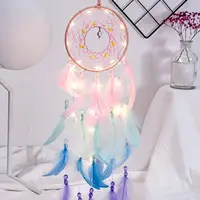 Atrapasueños turquesa LED Kawaii para habitación, decoración navideña para el hogar, colgante de pared para niñas y niños, regalo para dormitorio de bebé