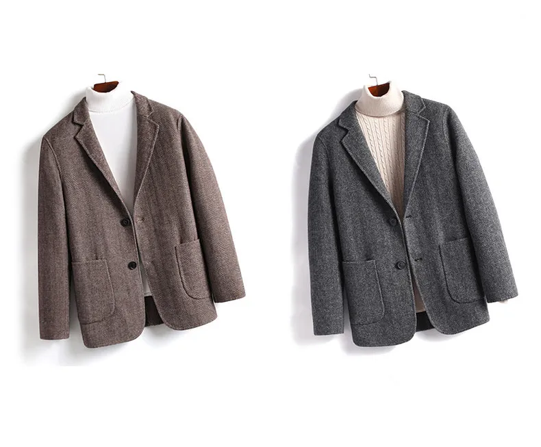 Зимнее пальто мужские высококачественные тренчи мужские повседневные шерстяные пальто Модные мужские пальто двухсторонние шерстяные пиджаки
