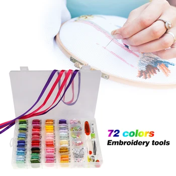 

Portable Embroidery Stitching Punch Needle Threads Scissor with Case Sets Durable Practical Classic DIY Craft Tools