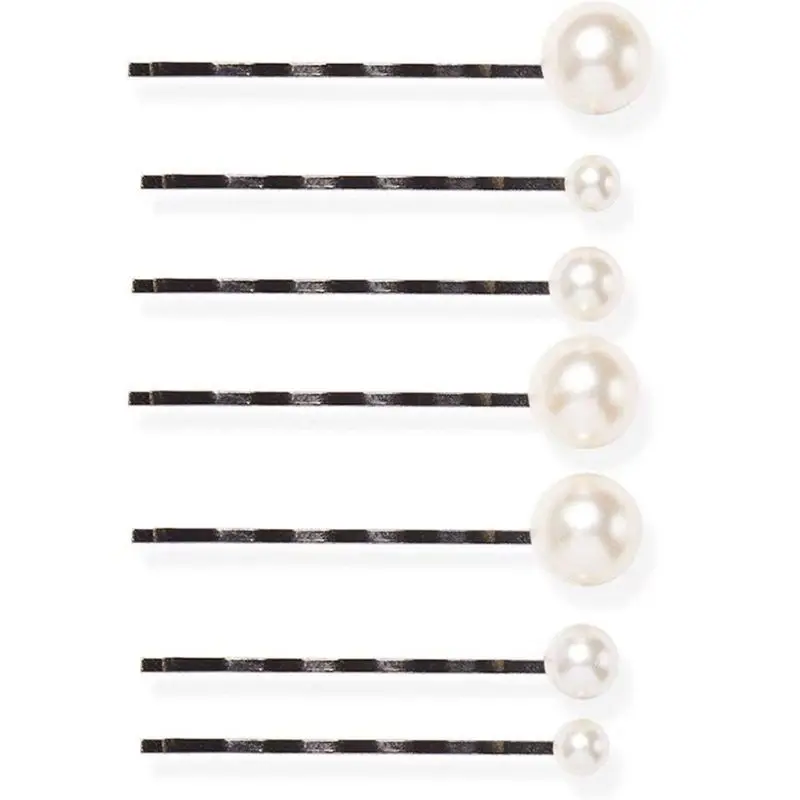 

7Pcs/Set Wedding Bridal Hair Styling Bobby Pins Big Small Imitation Pearl Wavy Hair Clip Womens Golden Alloy Decorative Barrette