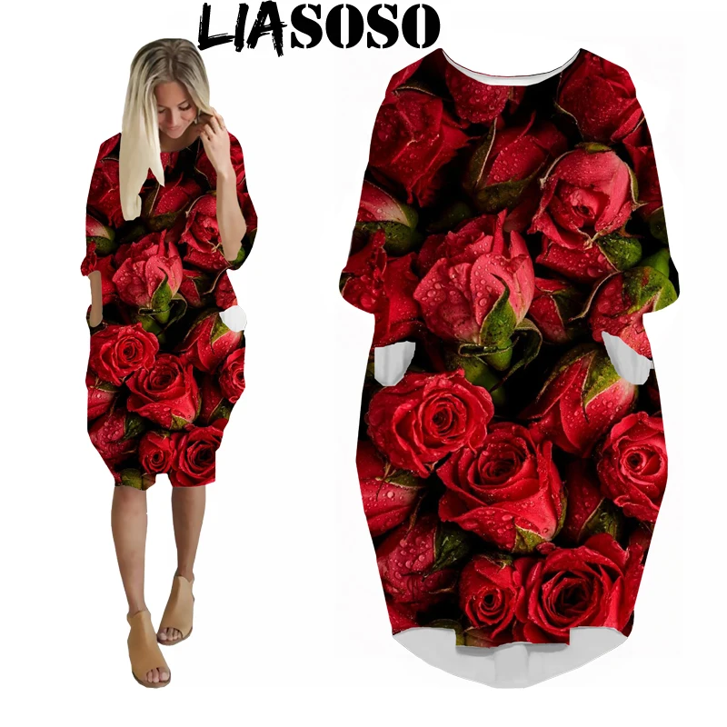 LIASOSO Летний модный костюм-рубашка забавный женское платье с цветком в стиле