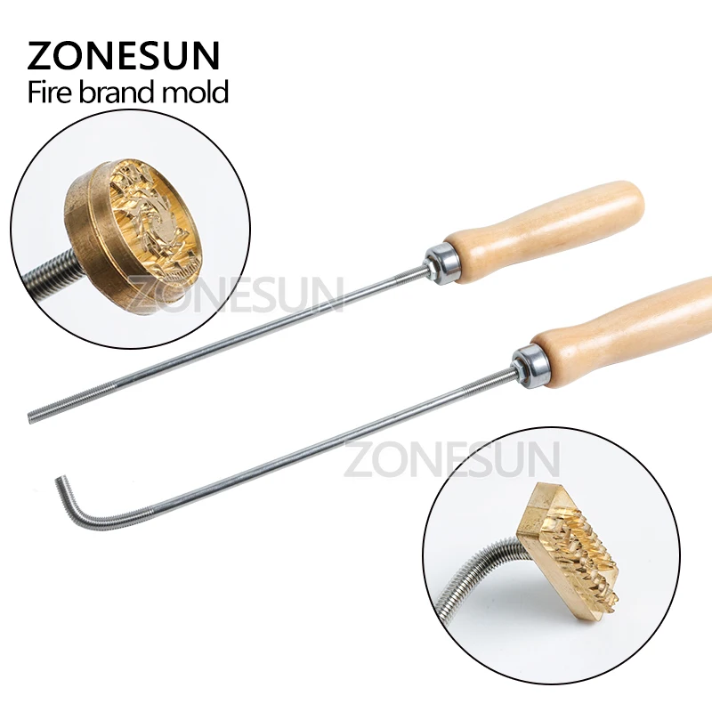ZONESUN индивидуальный дизайн логотипа брендинг железная ручка сжигание пресс