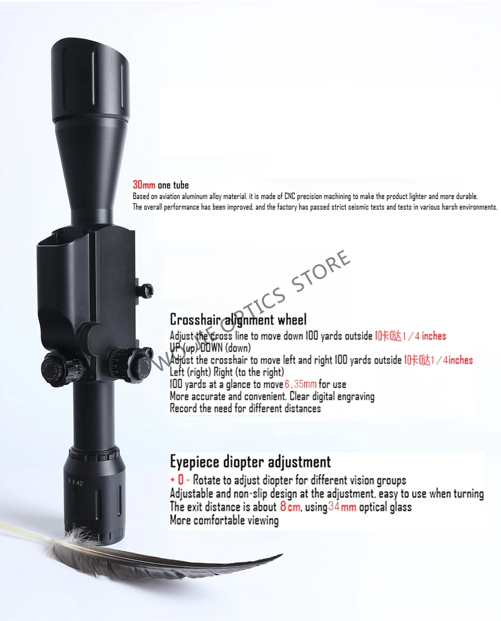 ZOS 6X42 Military Tactical Rifle Scope 30mm Tube Measure Distance Hunting Scope Optics Riflescope