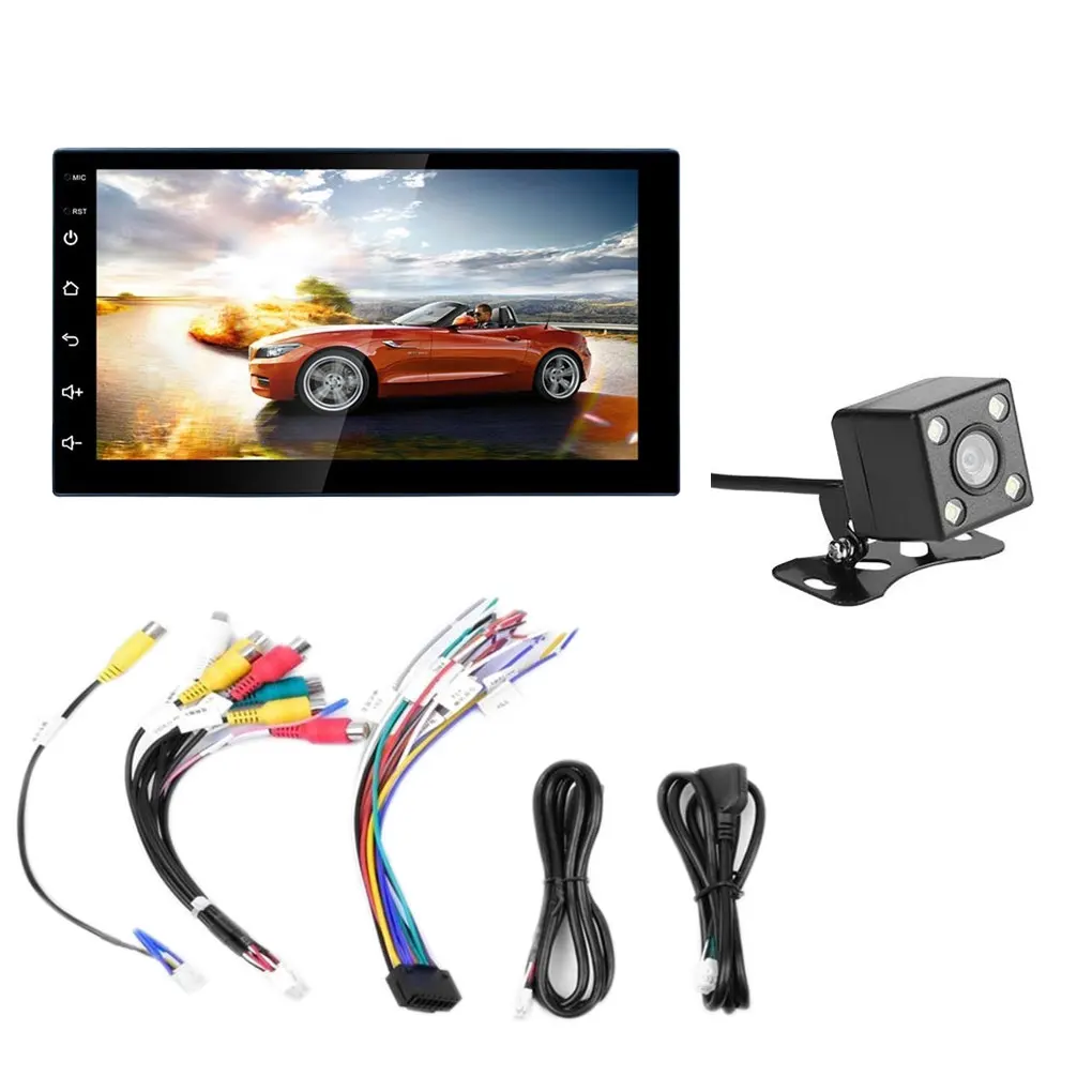 7 дюймов Сенсорный экран 2 Din Quad-Core автомобильный стерео MP5 плеер gps Navi AM FM радио, Wi-Fi, BT4.0 телефонная связь головное устройство - Цвет: Золотой