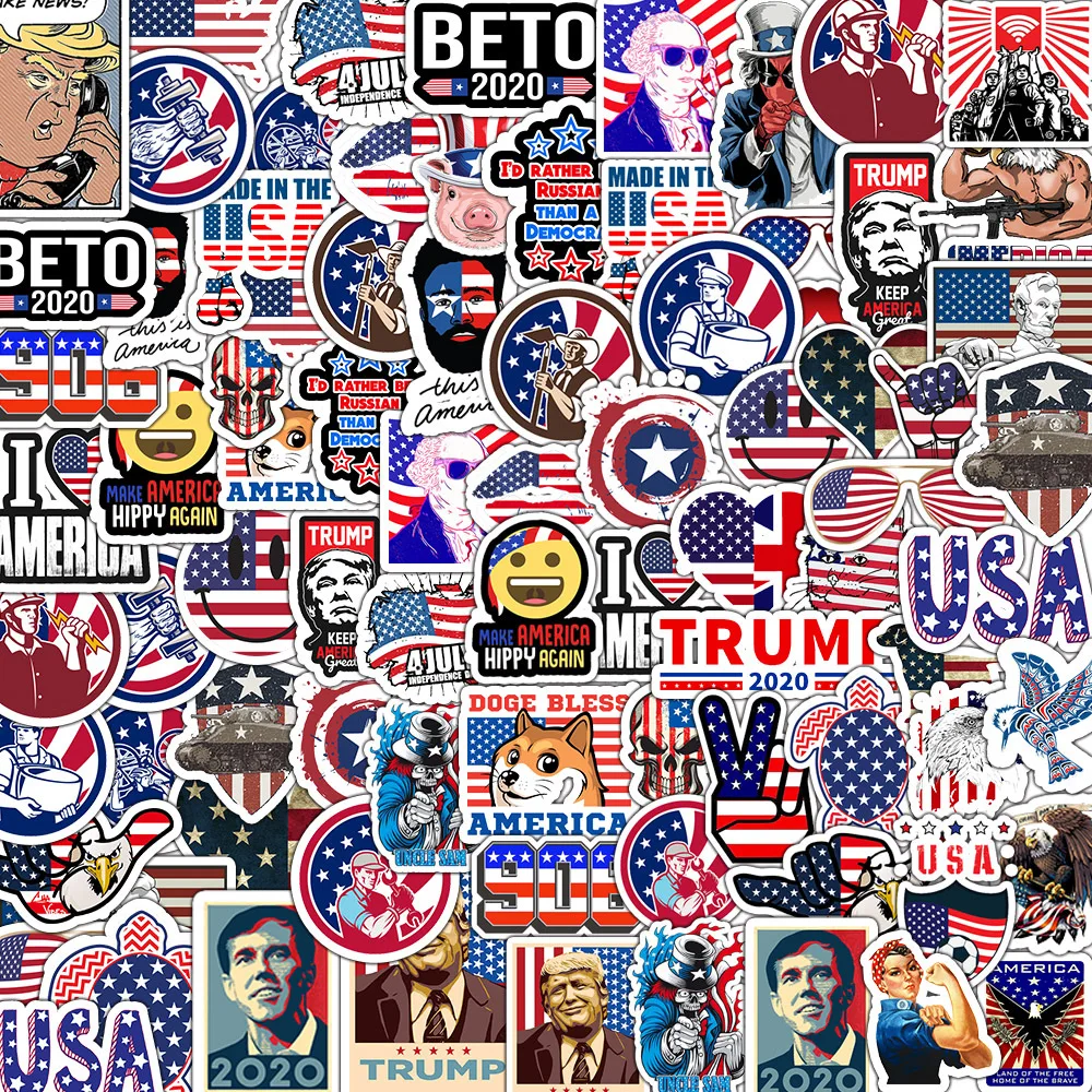 

50pcs American Flag Waterproof Stickers for Laptop Luggage Skateboard Motorcycle Bicycle Decal Macbook USA Flag Graffiti Sticker
