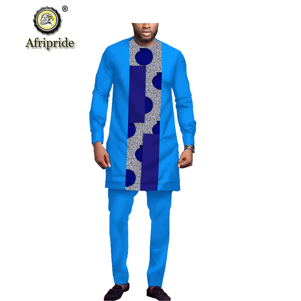 

2019 African Men Traditional Clothing Set Dashiki Print Coats+ Ankara Pants Set Tracksuit Blouse Outwear AFRIPRIDE S1916038