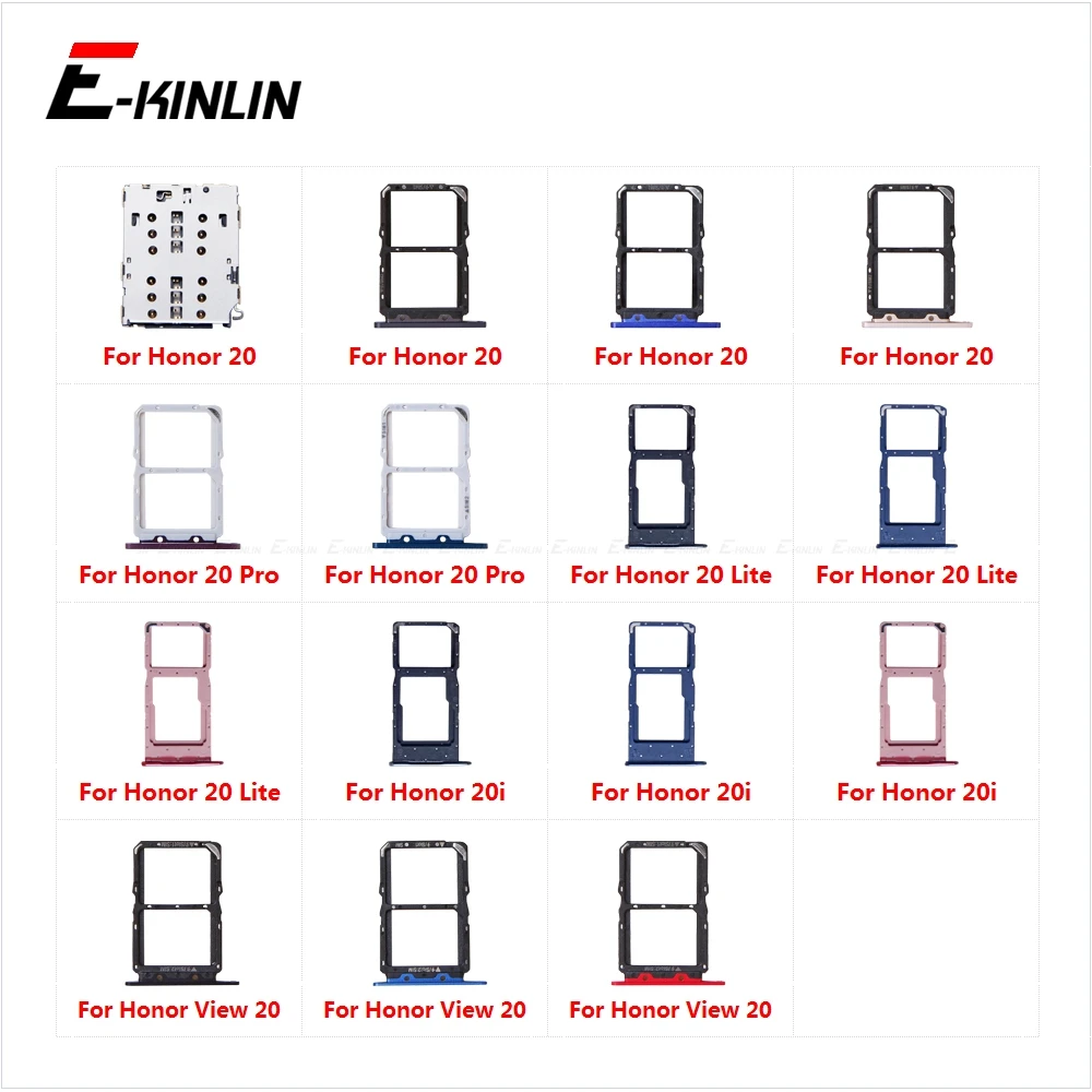 1pcs sim card reader slot tray holder connector socket for huawei honor 20 pro lite 20pro v20 20s 20lite x10 max magic 2 x10max Sim Card Socket Slot Tray Reader Holder Connector Micro SD Adapter Container For HuaWei Honor View 20 Pro Lite 20i