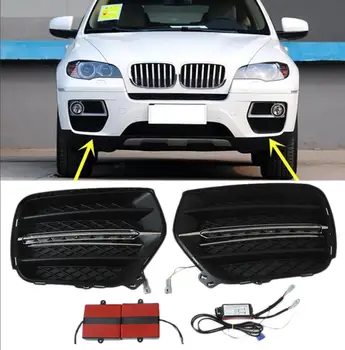

White LED DRL Daytime Running light Bumper Fog Lamp Covers For BMW X6 E71 2008 2009 2010 2011 2012 2013