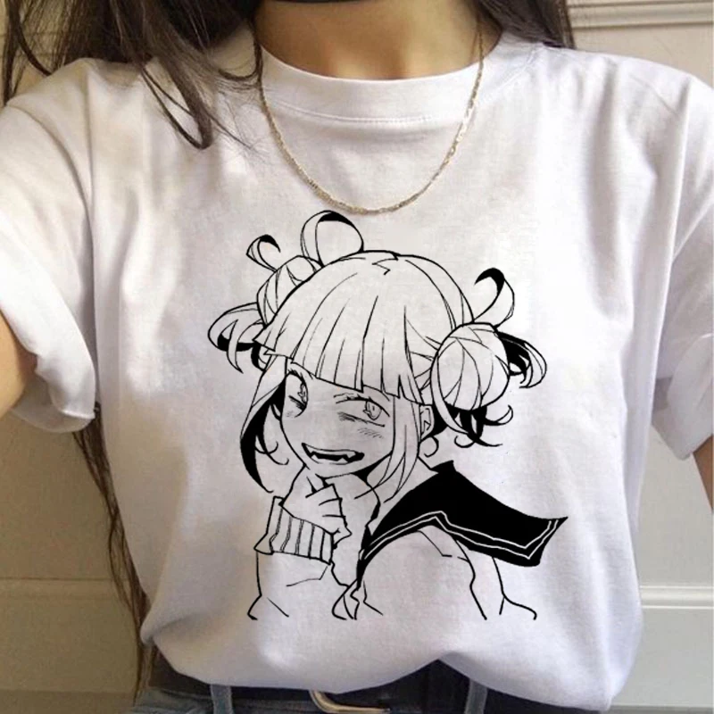 New Ahegao Harajuku Graphic T Shirt Women My Hero Academia Anime Senpai T-shirt Hentai Himiko Toga Tshirt Graphic Top Tee Female