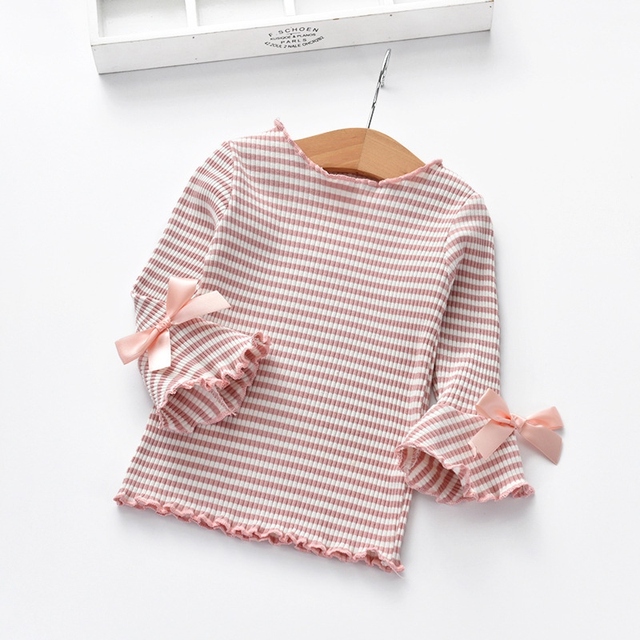 Style Lapel Blouse With Flared Sleeves Shirt Long-Sleeved Spring Autumn Cotton Lace Children Girl Tops Blouse Kids Clothes