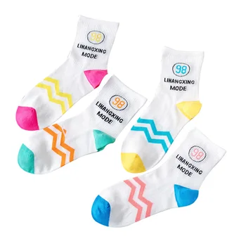 

Letter Sock for Woman Crew Striped Adult Kawaii Ladies Thin Sox Cartoon Socks Harajuku Cotton Spring Female Trendy Calcetines