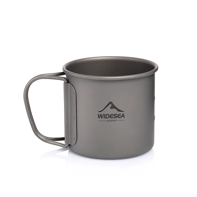 Widesea Camping Mug Titanium Cup Tourist Tableware Picnic Utensils Outdoor Kitchen Equipment Travel Cooking set Cookware Hiking 6