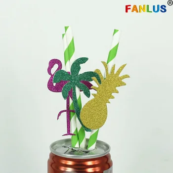 

88pcs/Set Flamingo Pineapple Starfish Disposable Straws Jungle Parties Decor Mermaid Paper Straw Decorations Theme Party Favors