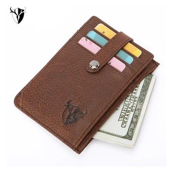 

Fashion Brand Genuine Leather Slim Wallet RFID Blocking Front Pocket Wallet Minimalist Secure Thin Credit Card Holder Bags