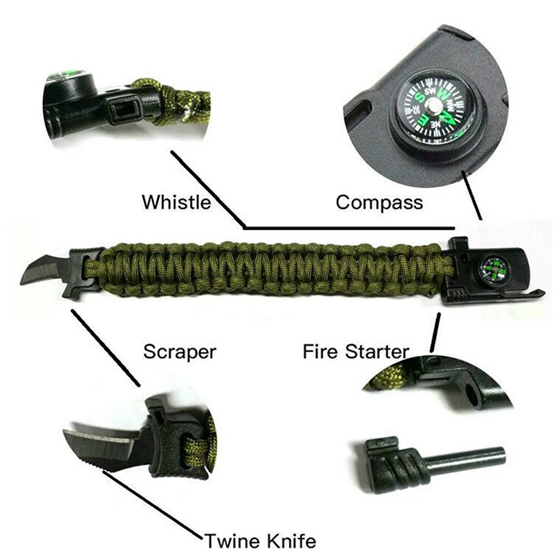 Браслет для мужчин на открытом воздухе кемпинга спасательный Паракорд выживания парашютный шнур многофункциональный плетеный шнур Регулируемый нож свисток