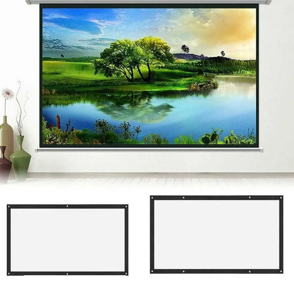 16:9 Portable Foldable Projector Screen Wall Mounted Home Cinema Theater 3D HD Projection Screen Canvas