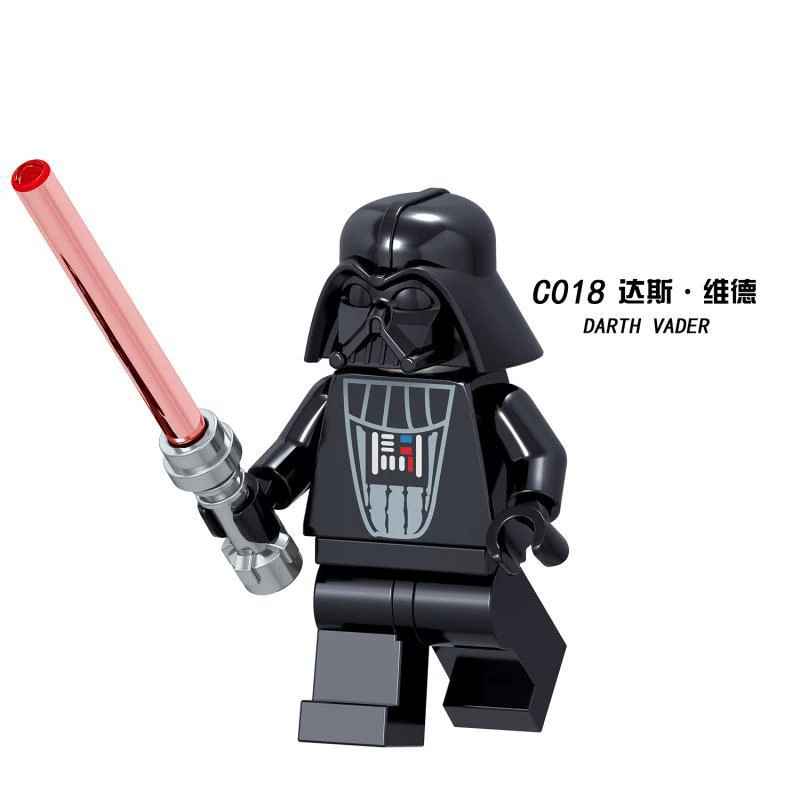 Starwars Luke Leia Han Solo Darth Vader Obiwan Yoda Ray Finn C3po jedi Building Blocks Toy for Children Star Wars Figures Bricks - Цвет: Золотой