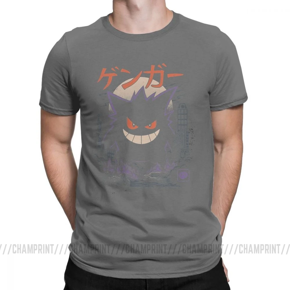 Gengar Kaiju японский стиль Одежда с покемоном комедии модные футболки для мужчин новинка чистый хлопок тройники короткий рукав Футболка уникальный - Цвет: Темно-серый