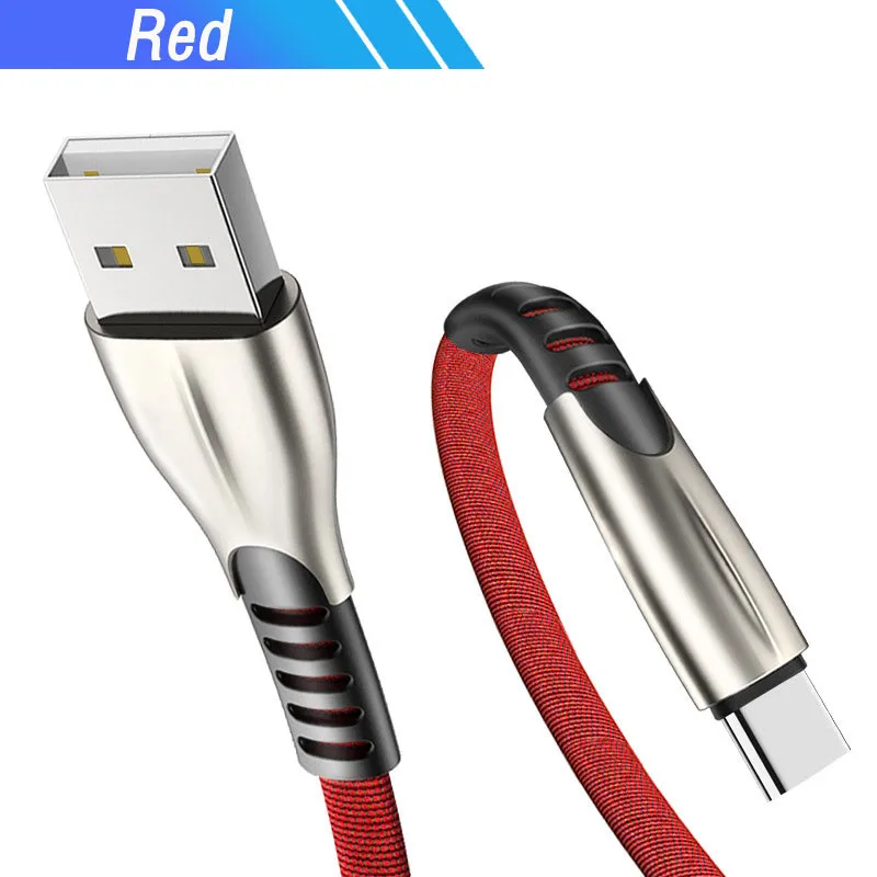 Кабель Usb type C Quick Charge QC 3,0 Для huawei p30 p20 lite mate 30 20 honor 20 9x p smart z black shark 2 плоский кабель-лапша - Цвет: Red Type C Cable