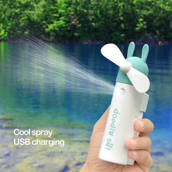 

New Portable Cute Cartoon Water Spray Mist Fan USB Rechargeable Handheld Mini Fan Cooling Air Conditioner Humidifier Small Fan