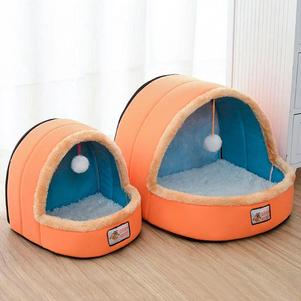 

HobbyLane Mini Ger Shape Warm Pet Plush Nest Tent with Haning Ball for Cats Dogs Small Cotton Stuffed Small House For Cats