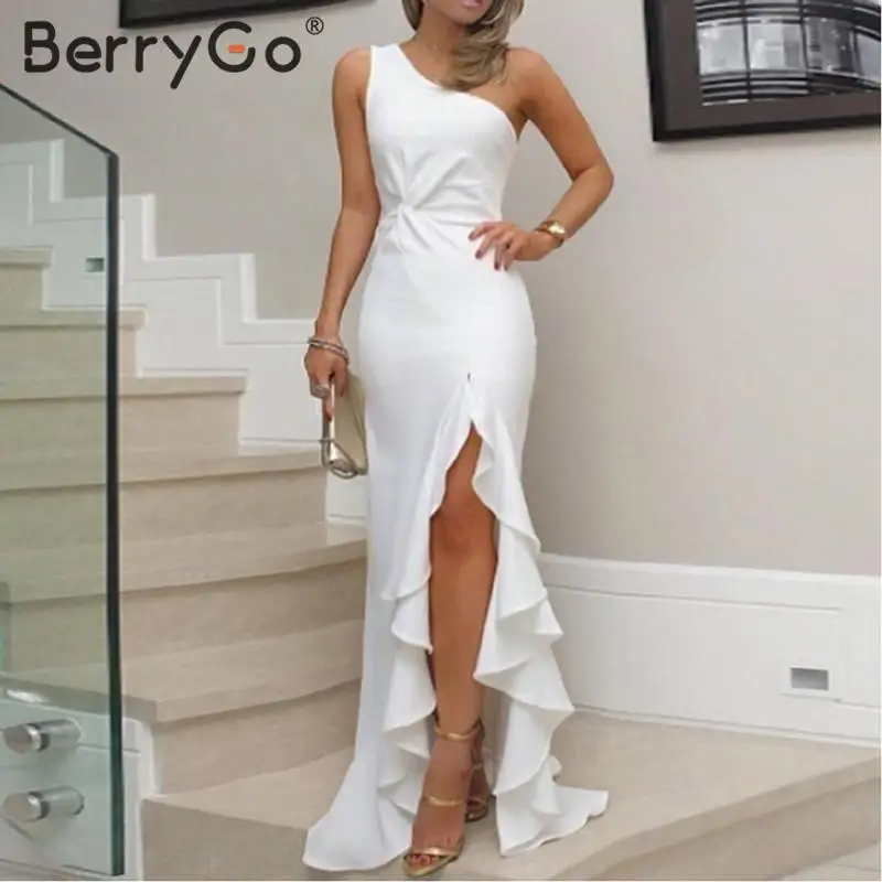 BerryGo элегантное вечернее платье для вечеринки женское однотонное макси vestidos плюс