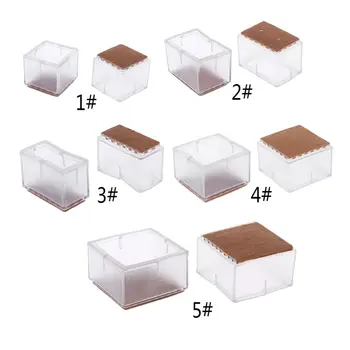

8pcs Square Silicone Chair Leg Caps Table Feet Pads Felt Wood Floor Protectors