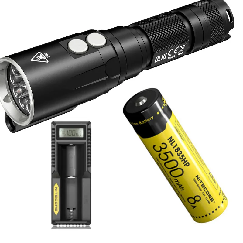 NITECORE DL10 и UM10 зарядное устройство 18650 Аккумулятор 1000 лм CREE XP-L HI V3 светодиодный светильник для дайвинга подводный 30 м водонепроницаемый фонарь - Испускаемый цвет: DL10 NL1835HP UM10