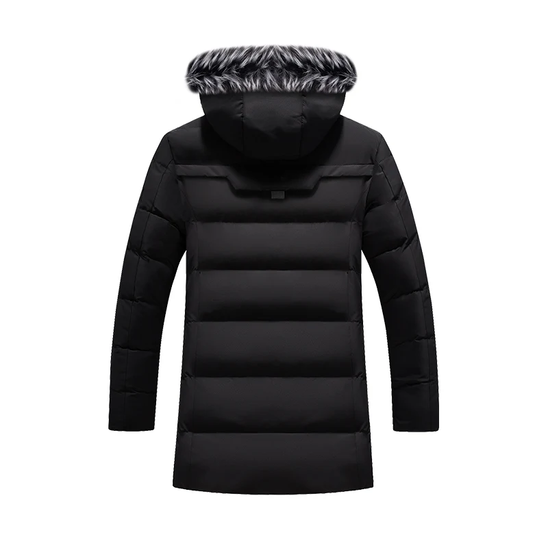 Koop Winter Parka mannen Effen Jas 2019 Nieuwe Aankomst Dikke Warme Jas Lange Capuchon Bontkraag Winddicht Gewatteerde Jas mode Mannen