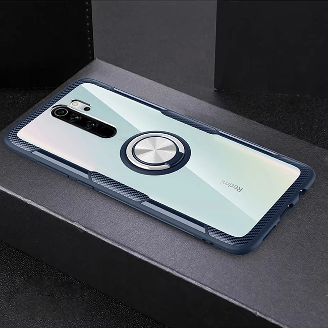 Navy Чехол для Xiaomi Redmi Note 8 Pro, прозрачный противоударный чехол с кольцом для пальца, задняя крышка для телефона, чехол для Redmi Note 8 - Цвет: Navy