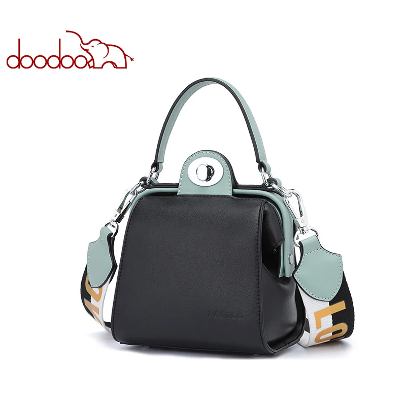 

DOODOO Women Handbag Female Shoulder Crossbody Bags Ladies Pu Leather Top-handle Messenger Bags Wide Shoulder Strap Small Tote