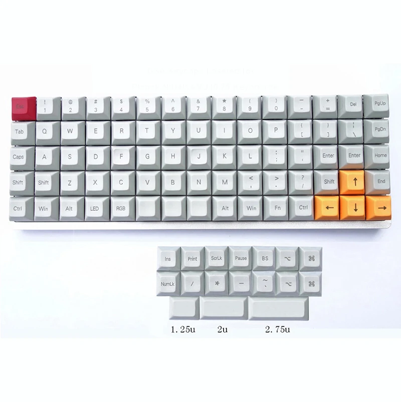 Колпачки для клавиатуры DSA Планк Niu40 XD75 RGB75 Ortholinear Cherry MX переключатели