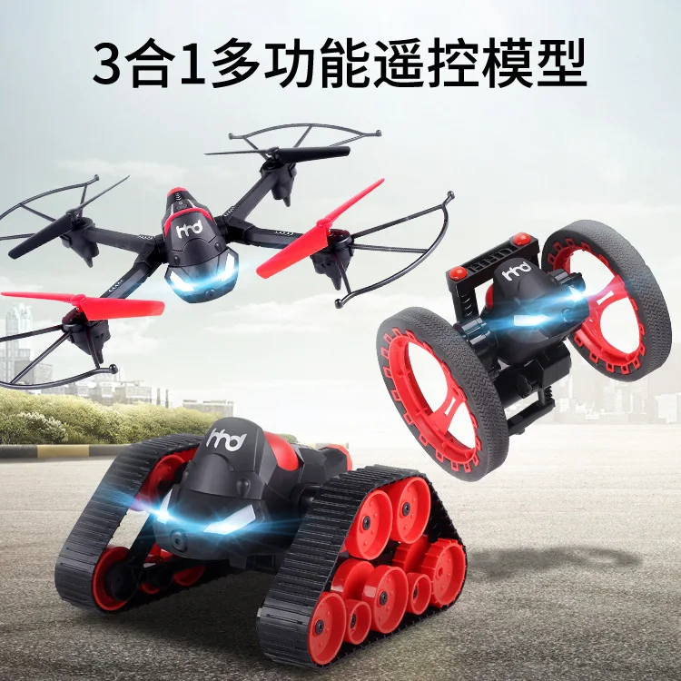 

Remote-control Four-axis Aircraft Three-in-One DIY Deformation WiFi Drone for Aerial Photography dan tiao che Tank Toy