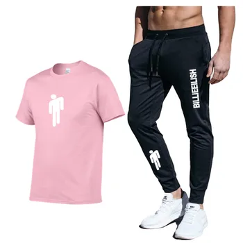 

20203D print new 2 pieces / set of sports T-shirt men's suit running top + sports summer pants + jogging pants men's sportswear