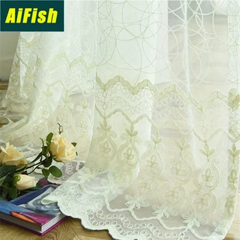 

Aifish White Embroidery Window Drape For Living Room Curtains European-style Bird Nest Design Tulle Bedroom Curtains M075-4