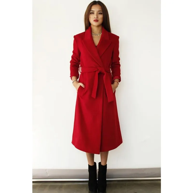 UK 2019 Fall Winter Vrouwen Oversize Klassieke Kasjmier Maxi Lange Jas Vrouwelijke Wollen Gewaad Bovenkleding Elegante Passen Taille Overjas