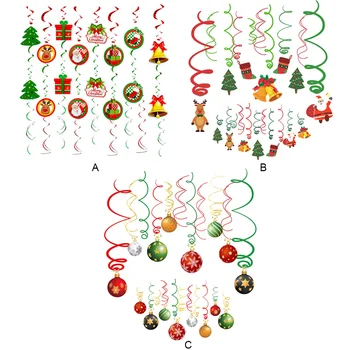 

Besegad 30pcs Merry Christmas Party Decoration Kit Hanging Swirls Cards Spiral Ornaments Party Celebration Photo Props Supplies