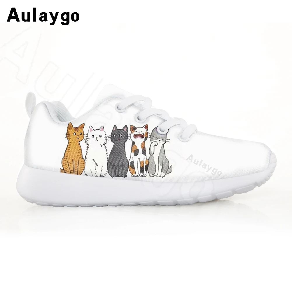 

Aulaygo Children Sports Sneakers Girls Kids Cartoon Standing Cat Animal Print Boys Shoes Baby Outdoor Footwear Training Sneaker