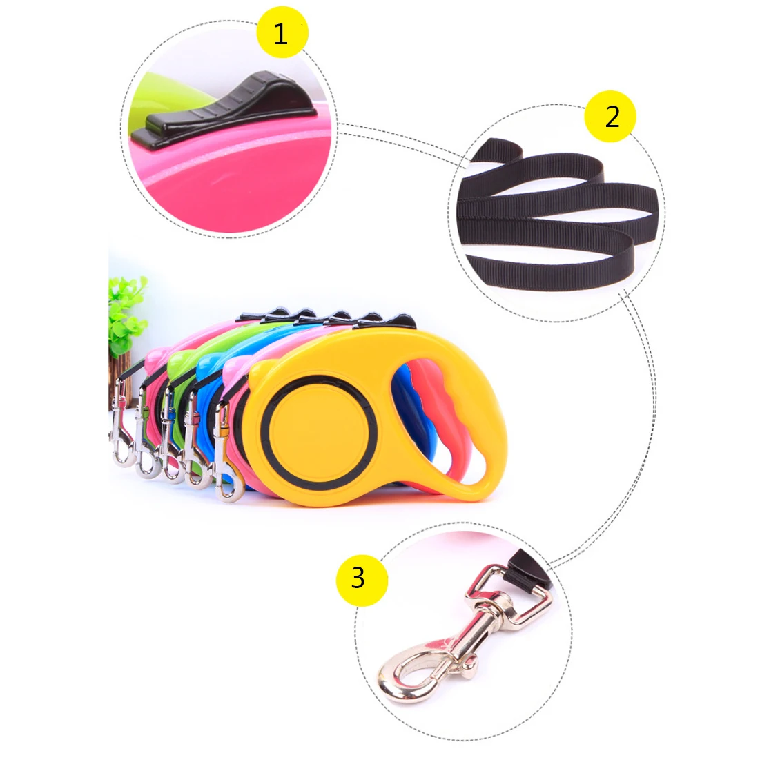 5M Solid Color Retractable Dog Leash Extending Puppy Walking Leads Pet Dog Running Leashes Hands Freely For Walking Dog Product