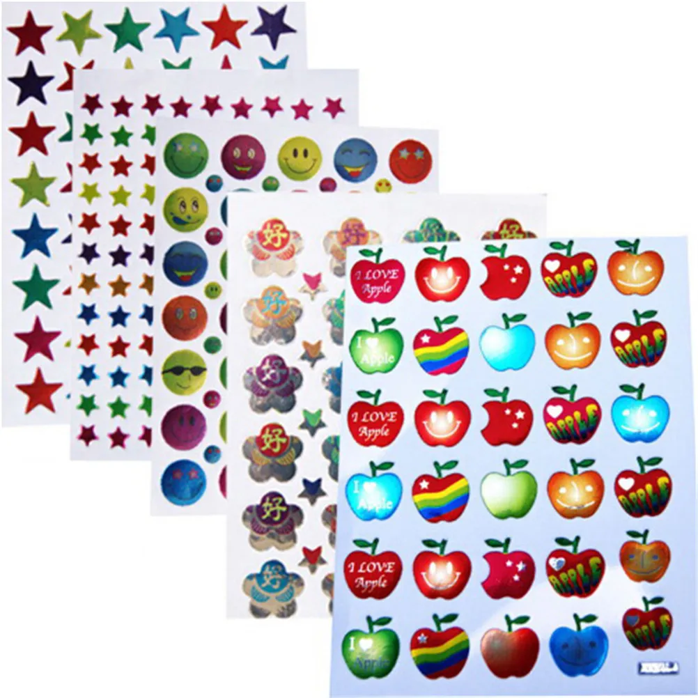 10pcs Love/Round/Star Stickers Notebook Stickers Smile Face Funny Paper Lable Laptop Sticker Kids Gift 12.6cm*9.2cm