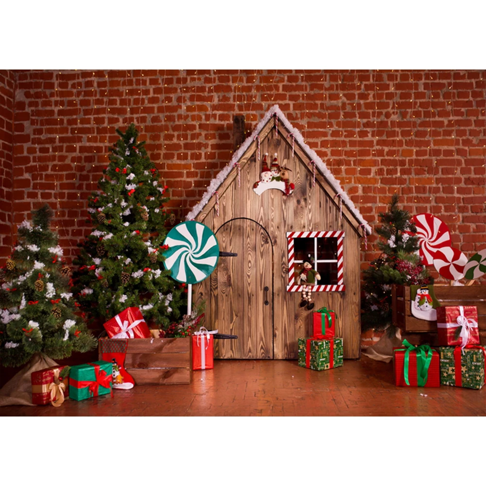 Natal cenário de madeira casa tijolo vermelho parede de inverno fundo  fotografia natal feriado festa decoração adereço estúdio fotográfico -  AliExpress Eletrônicos