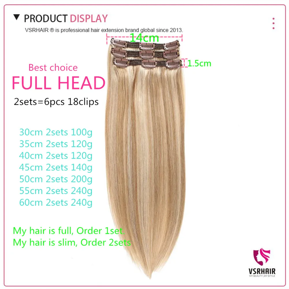 Ceny VSR 60g, 100g, 120g maszyna Remy przedłużanie włosów ludzkie przedłużanie włosów klip Ins łatwe Do stylu 3 sztuk włosy doczepiane Clip in